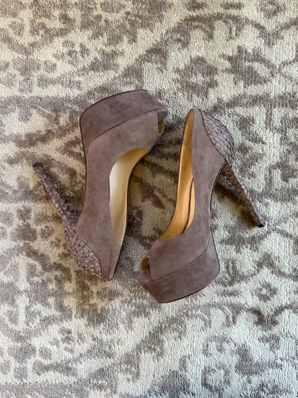 NWOT Brian Atwood Blayne Suede Peep Toe Pumps